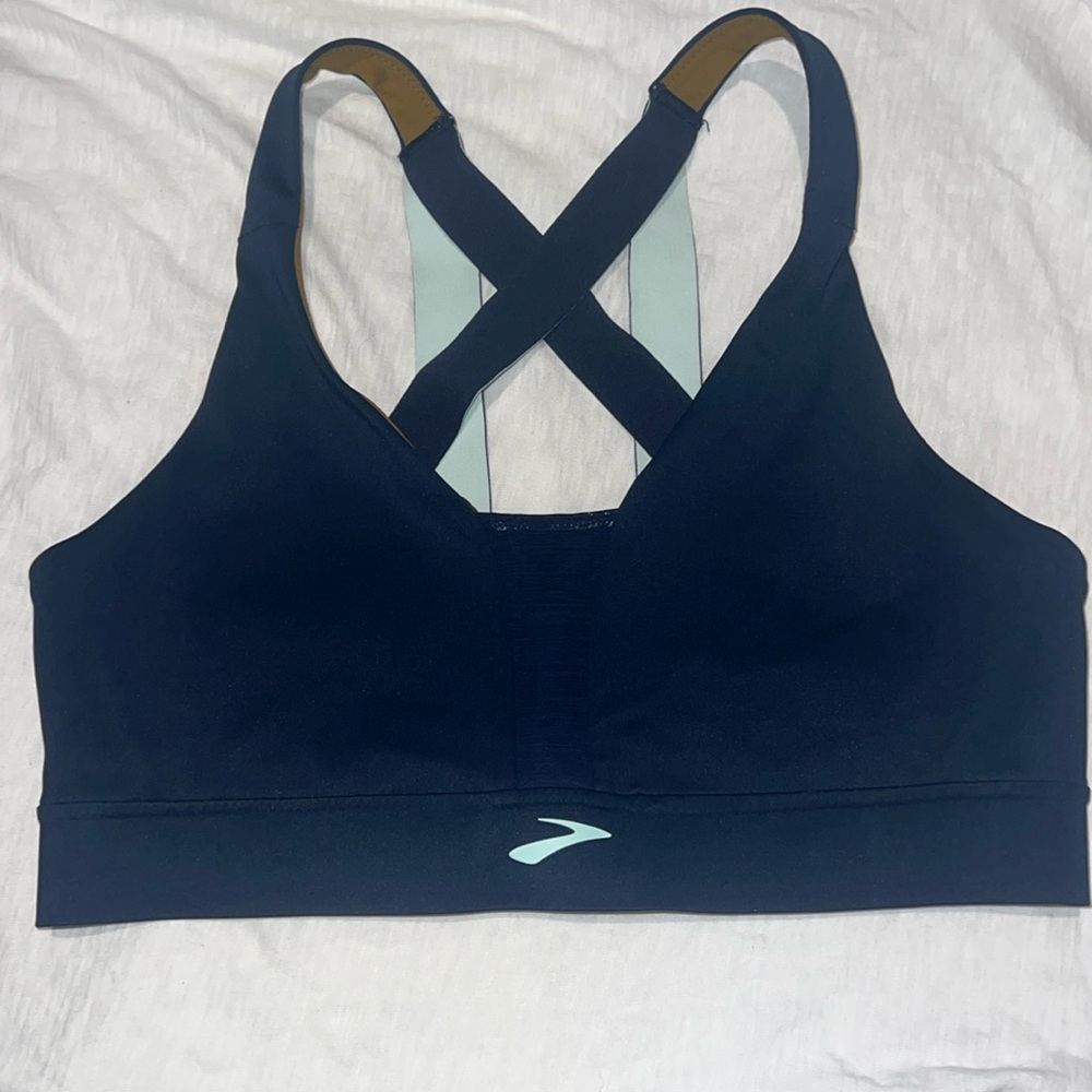 Brooks Navy and Light Blue Sports Bra